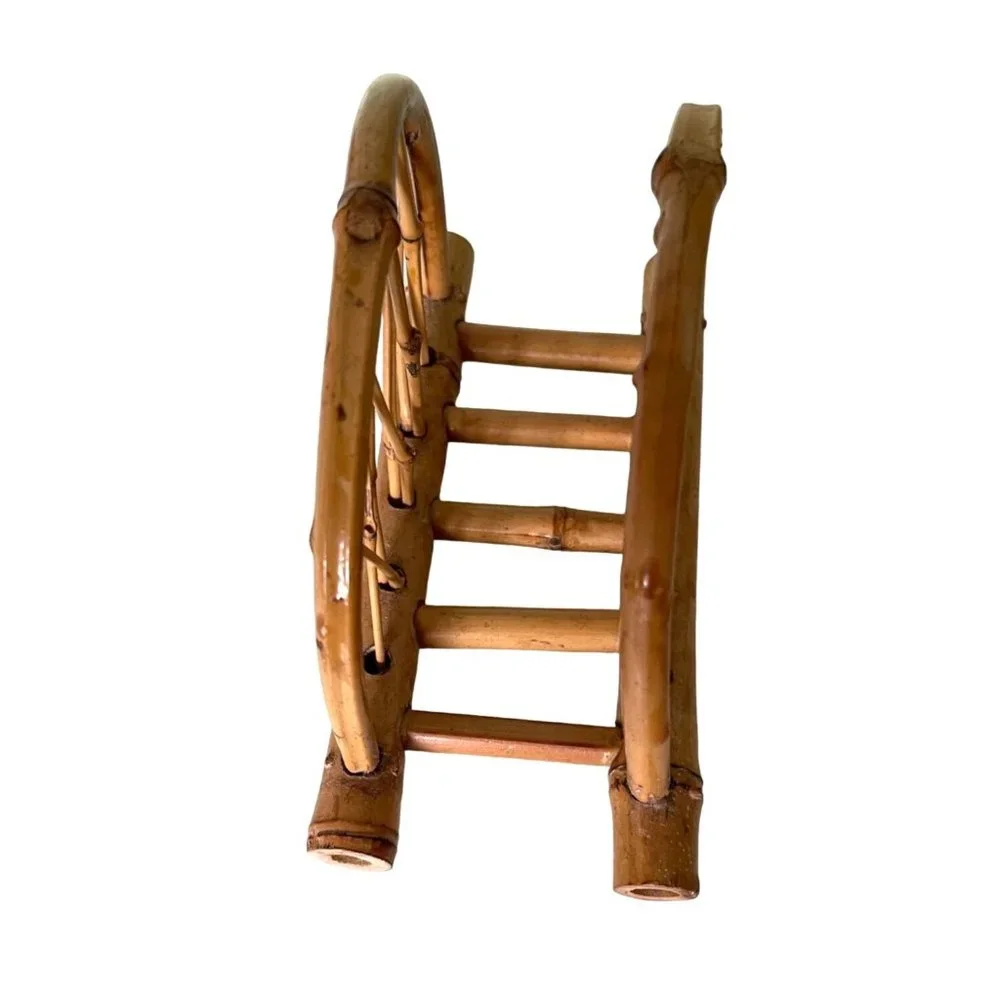Vintage Bamboo Napkin Letter Holder 1960's MCM Boho Style Arched 7